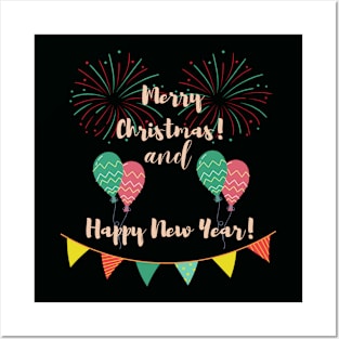 Merry Christmas and Happy New Year Posters and Art